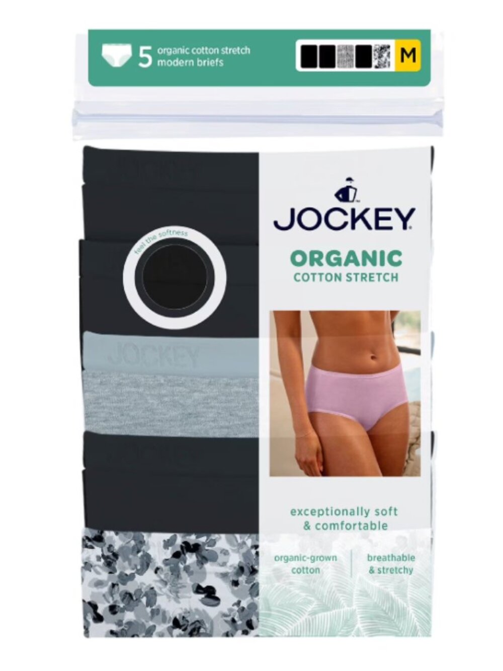 Jockey Women's 5-Pack Organic Cotton Stretch Modern Brief